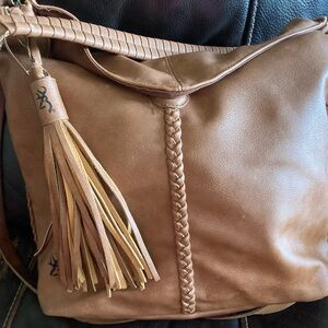 Brown Leather conceal carry Bag with Tassel